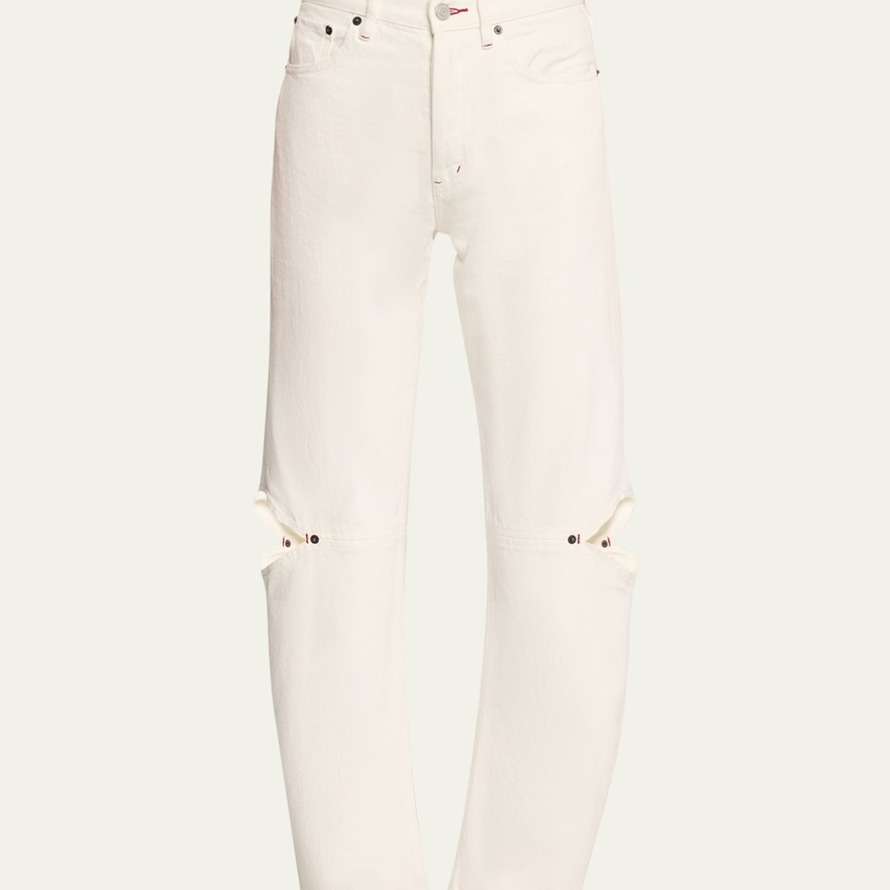 Women’s Still Here White Denim Jeans with Knee Cutouts
